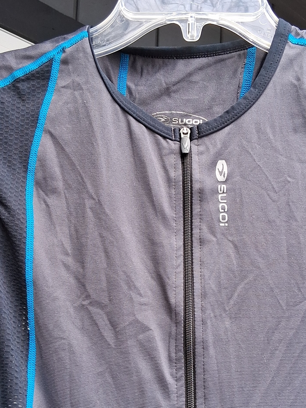SUGOI Black and Gray with Blue Trim Sleeveless Tri Suit - Picture 2 of 5